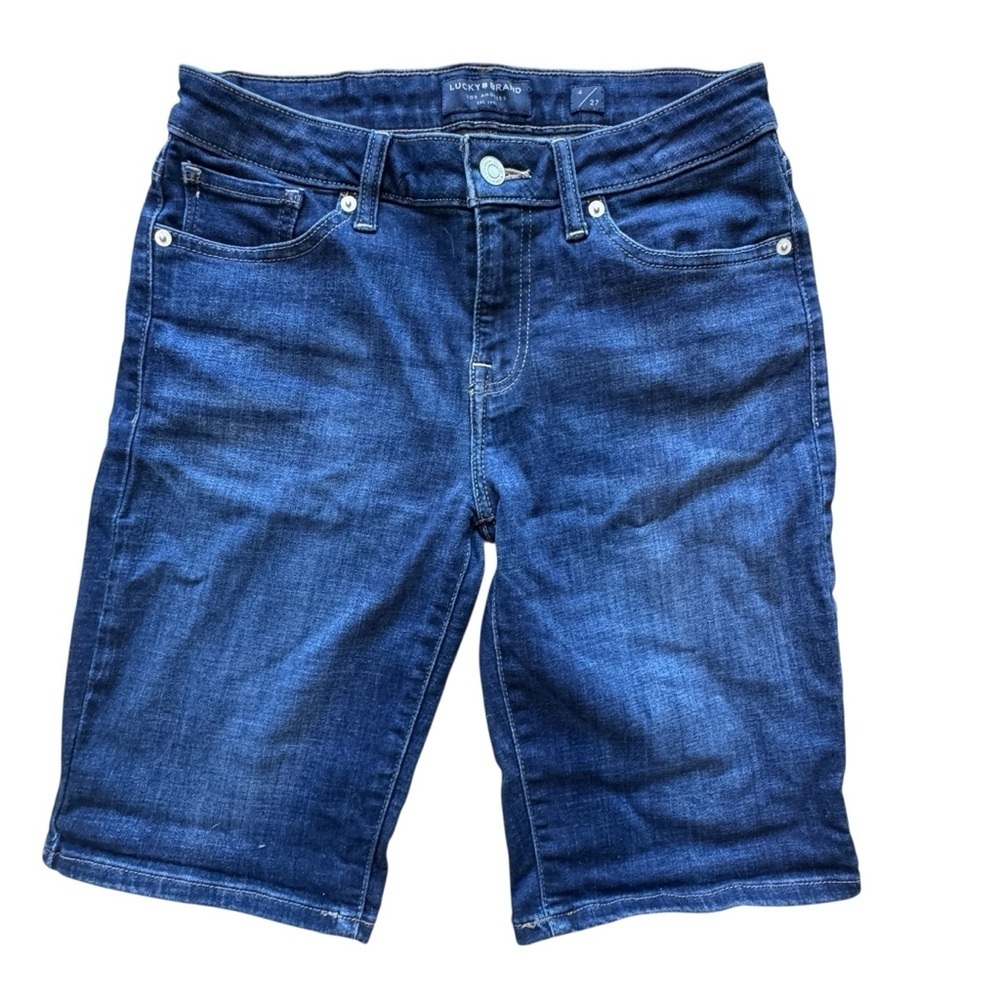 Lucky Brand Womenโs Shorts The Bermuda Stretch Blue Denim Size 4/27